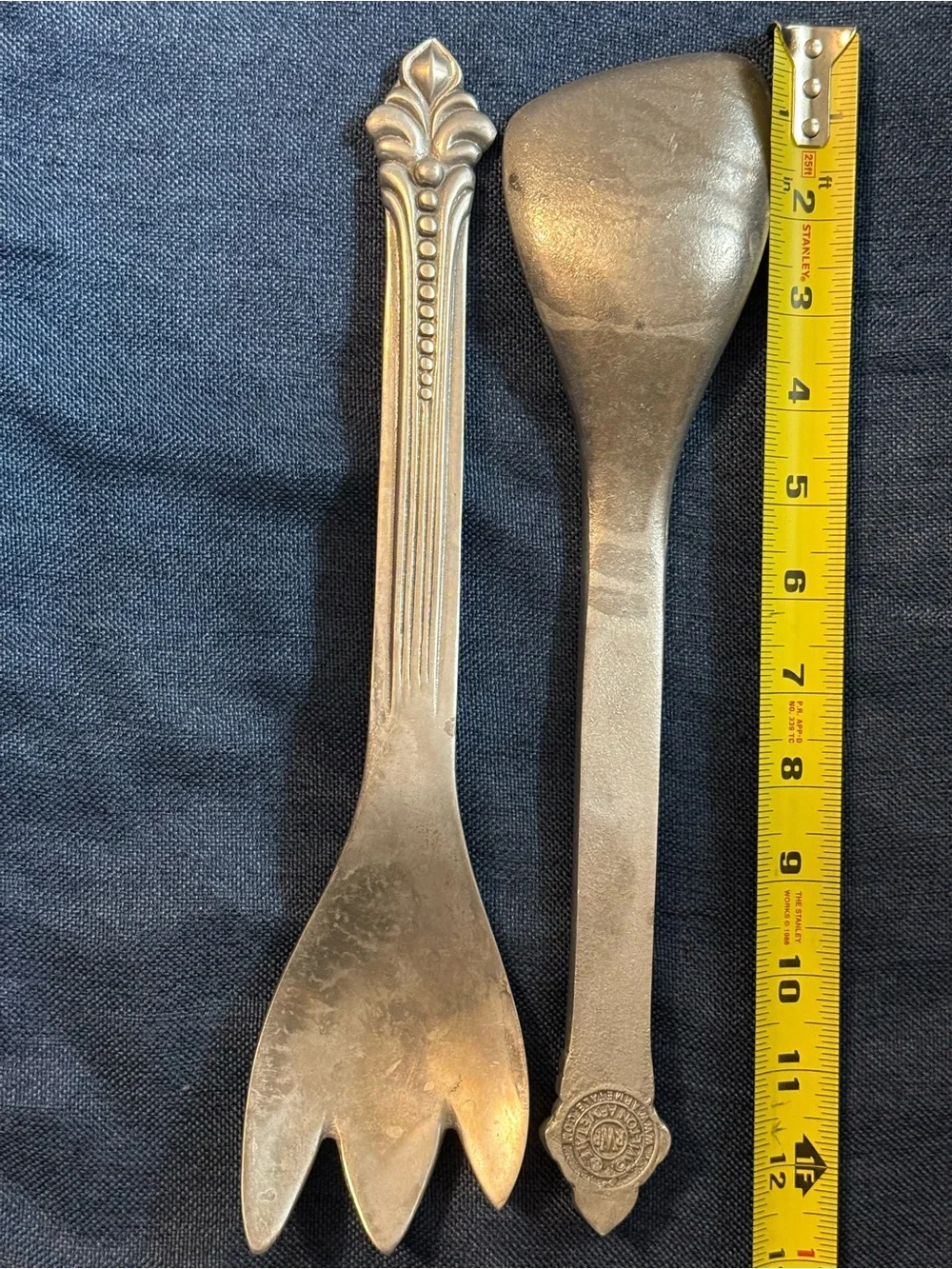 1980s Wilton Armetale Flutes Pearls Salad Serving Set 11.25